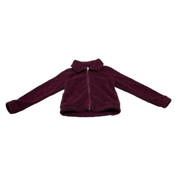 Z Supply NWT Sherpa Fleece Full Zip Jacket Coat Maroon Size Small Sweatshirt - Picture 4 of 14